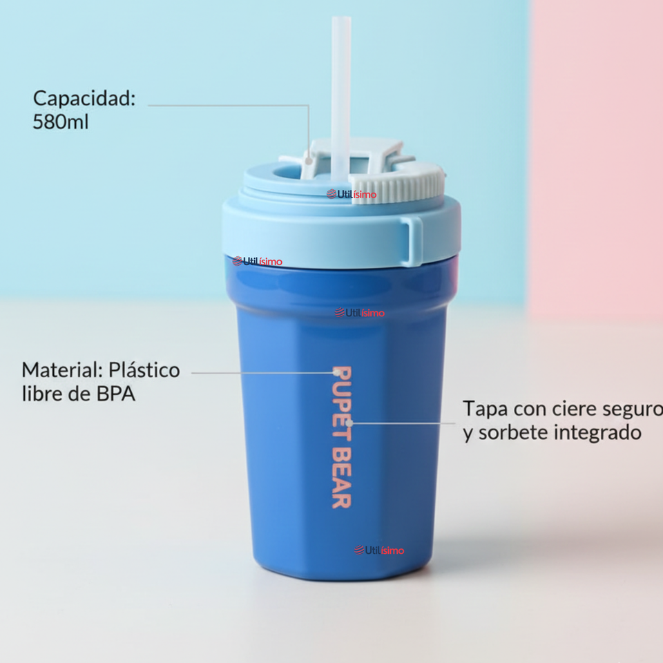 Set Fiambrera Tupper + Vaso Para Niños y Niñas Colores Varios Infantiles