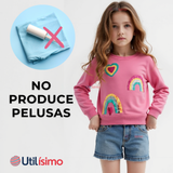 Polerón Cuello Redondo Niña Fucsia Arcoiris