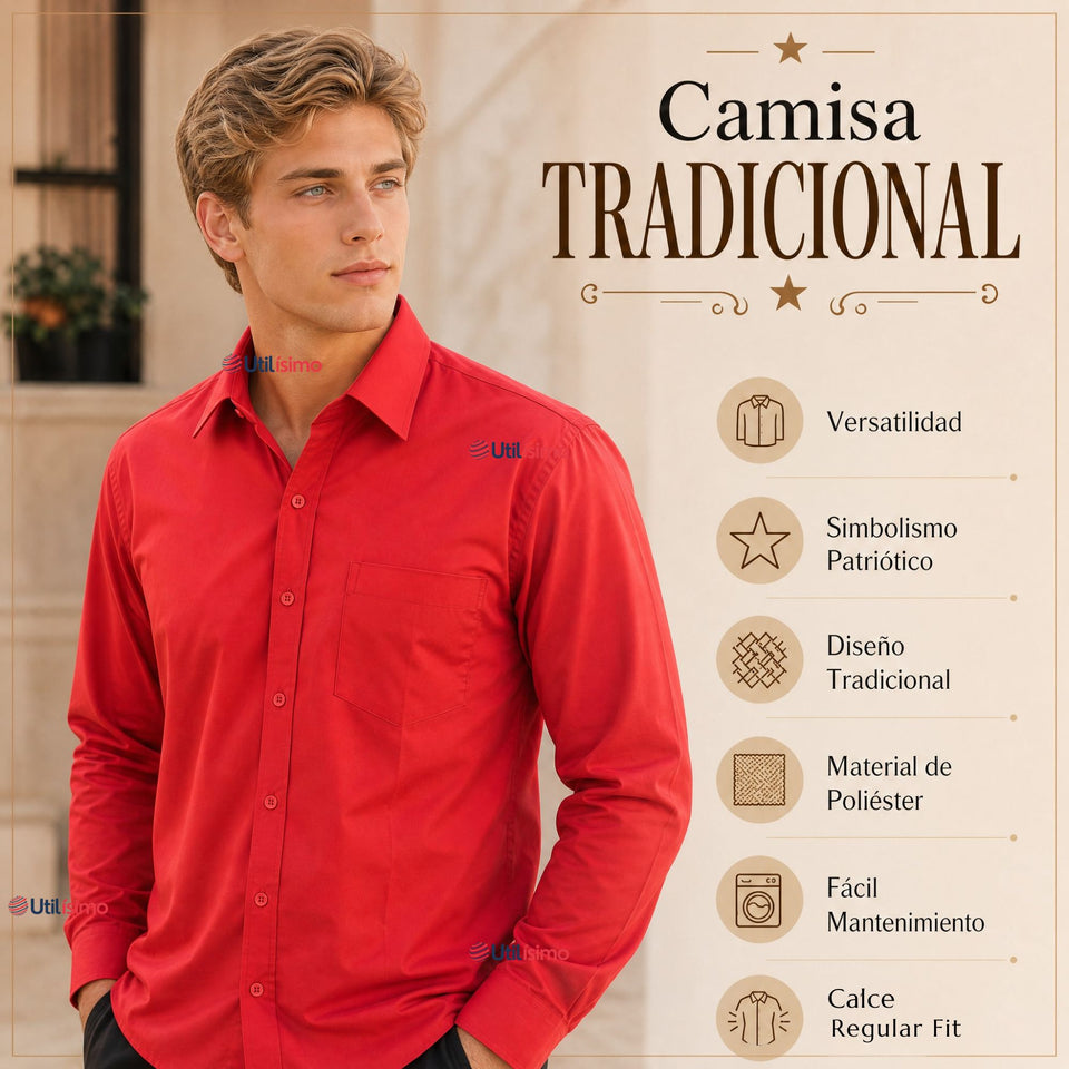 Camisa Roja Huaso Juvenil Clásica Regular Fit Fiestas Patrias