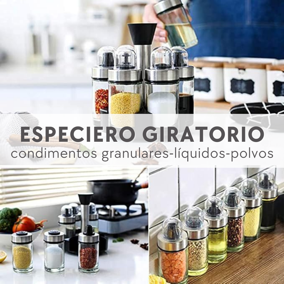 Especiero Giratorio Organizador Para Especias Condimenteros Líquidos y Sólidos