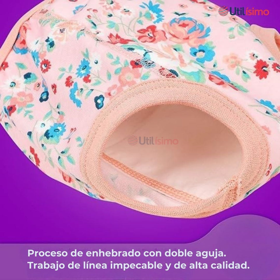 Pack 3 Calzón Pantys Niña Entrenamiento Algodón Absorbente Transpirable Cintura Elástica
