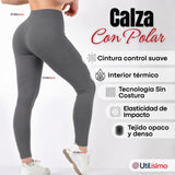 Calza Lola Polar Térmica Sin Costura Tiro Alto Elasticada Gris
