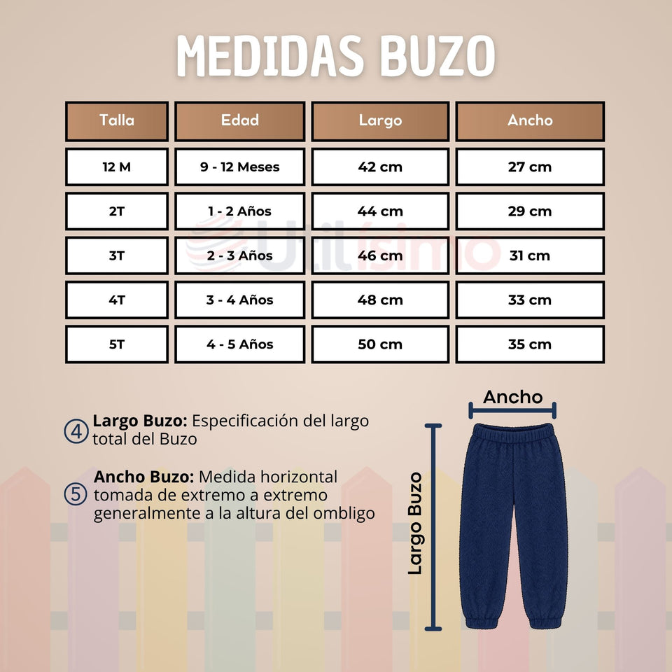 Buzo Polerón Conjunto Polar Niño Unicolor Azul