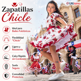 Zapatillas Chicle Blancas Niña Bailes Danza Fiestas Patrias Talla 30-35