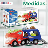 Camión De Dinosaurio 8 Mini Coches 2 Niveles Música Luces Juguete Niño