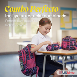 Mochila Escolar Bolso Con Estuche + Lonchera 45Cm Tela Oxford Niña Kitty Love