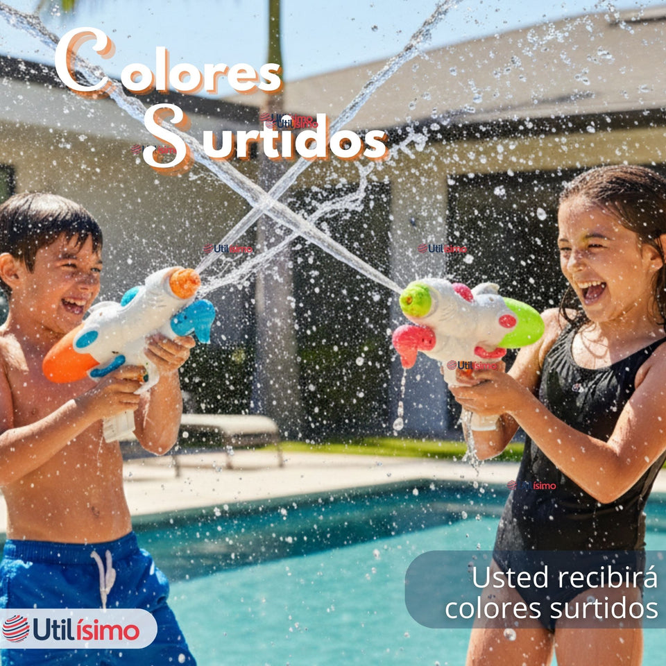 Pack 2 Pistolas Lanza Agua Juegos Para Niños Juguete 29 cm Colores Surtidos