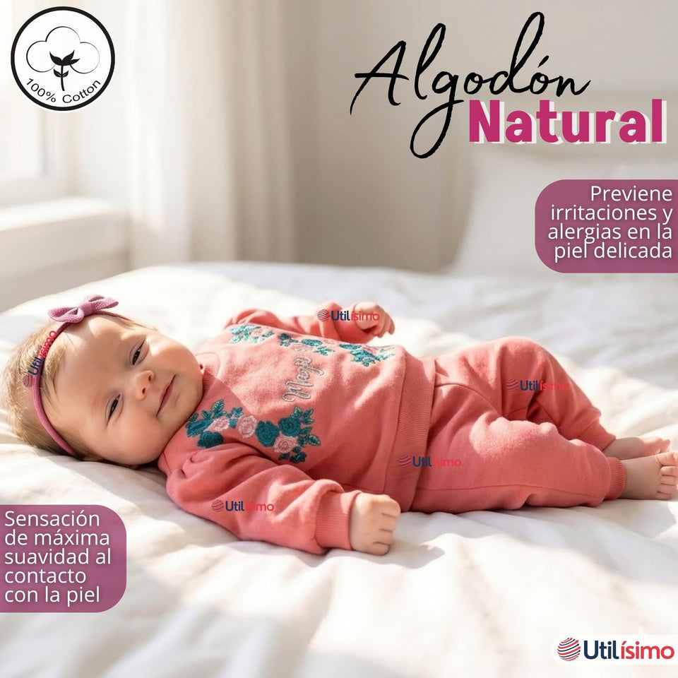 Conjunto 2 Piezas Buzo Pantalón Polerón Algodón Tedmimak Bebé Niña