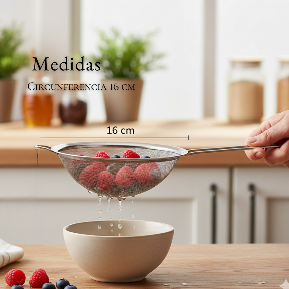Colador Multiuso 16cm Acero Inoxidable Repostería Cocina