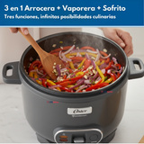 Oster Arrocera 3 en 1, 10 Tazas de Capacidad Función de Sofrito, Vaporera, Recubrimiento Antiadherente Oster DiamondForce, CKSTRC10DFSKE