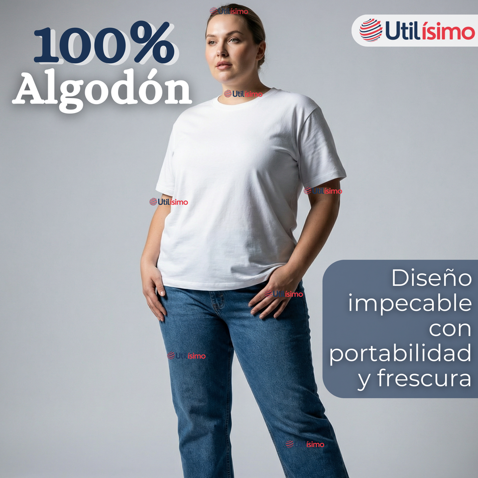 Pack 6 Camisetas Poleras 100% Algodón Básica Lisa Elástica Mujer Colores Surtidos