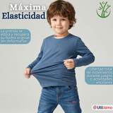 Pack 6 Poleras Camisetas Bambú Cuello Redondo Primera Capa Manga Larga Colores Surtido Niño