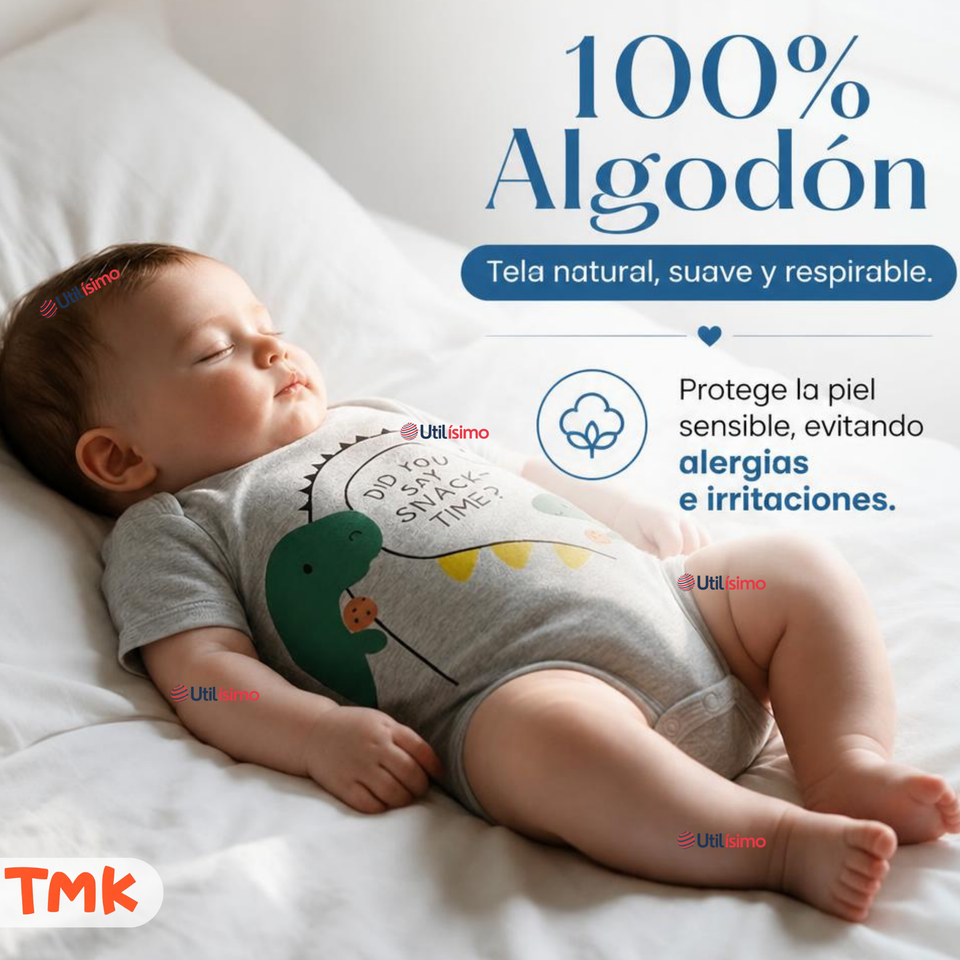 Pack 5 Bodys Manga Corta %100 Algodón Tedmimak Niño Little Adventurer