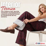 Calza Polar Con Chiporro Palazzo Mujer Elasticada Térmica Burdeo