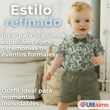 Conjunto de Vestir Camisa Con Lazo Y Pantalón Corto Algodón Niño
