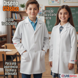 Cotona Delantal Escolar Blanca Niño Niña Unisex Bata
