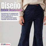 Calza Palazzo Polar Con Chiporro  Niña Juvenil Elasticada Térmica Navy Blue