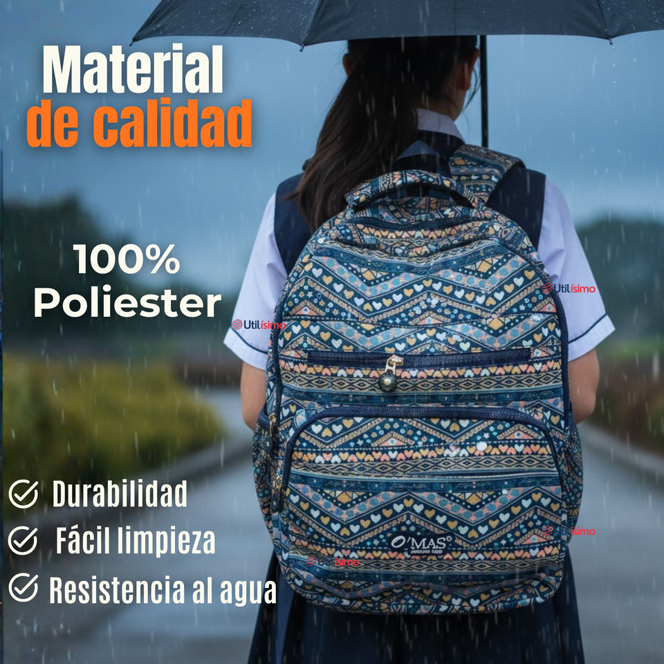 Mochila Escolar Con Estuche 46cm Poliéster Impermeable Niña Juvenil