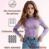 Pack 6 Camiseta Niña Juvenil Primera Capa Bambú Invierno Cuello Beatle Polera