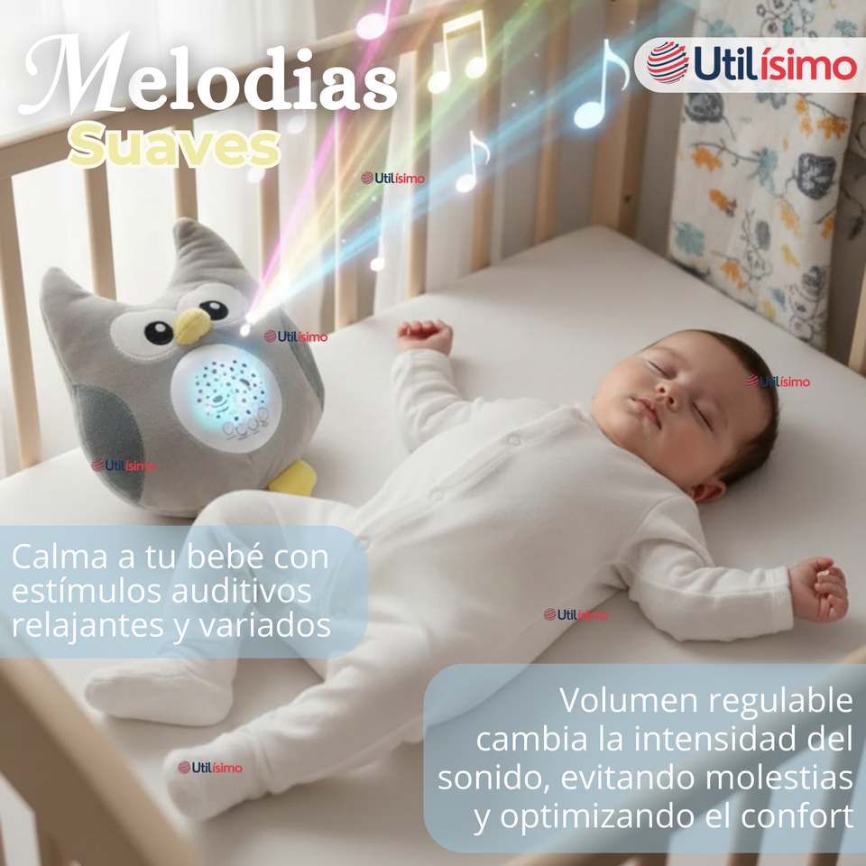 Peluche Búho Espantacuco Con Luz Y Sonido Para Bebé Niño Niña