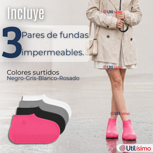 Pack 3 Pares Fundas Cubre Zapatos Mujer Impermeable Surtidas Silicona Antideslizante