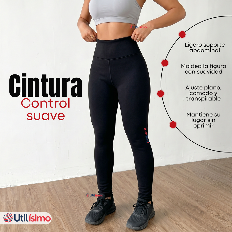 Calza Polar Con Chiporro Térmica Mujer Elasticada Negra
