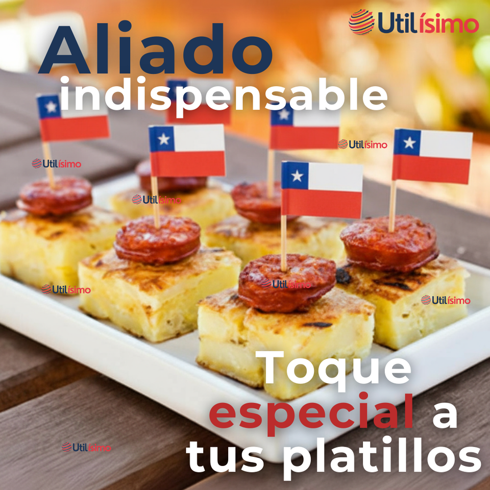 Pack 50 Mondadientes Pinchos Palillos Bandera De Chile