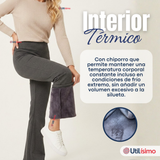 Calza Polar Con Chiporro Palazzo Mujer Elasticada Térmica Gris Oscuro