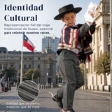 Pantalón Huaso Gris Diseño Líneas Niño Vestuario Típico Fiestas Patrias