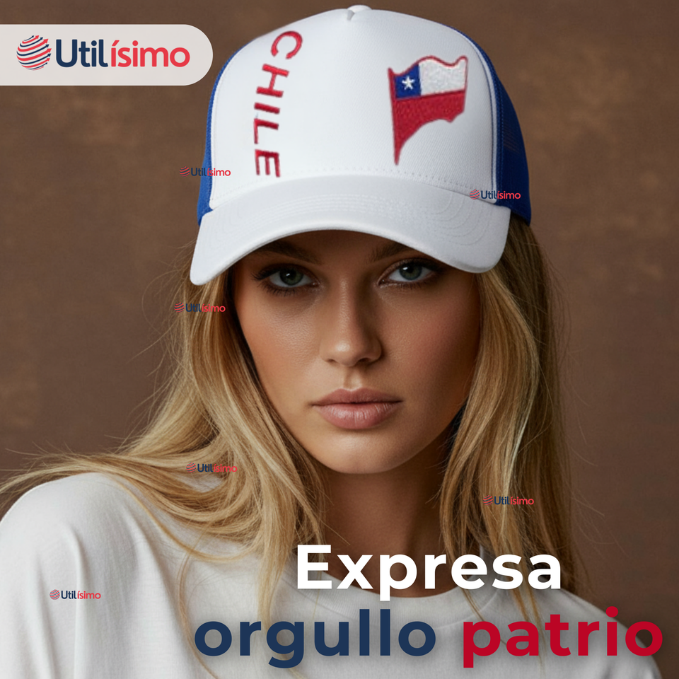 Gorro Jockey Talla Única Alta Calidad Poliéster Estampado Chileno