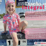 Traje de Baño Flotador Enterito Con Gorro Niña 2 Piezas 9 a 36 Meses Pink Sea