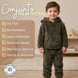 Buzo Polerón Conjunto Polar Niño Con Capucha Unicolor Verde Oscuro