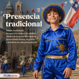 Traje Típico Caporal Azul Con Sombrero Danza Tradicional Fiestas Patrias