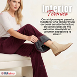 Pantalón Cotelé Palazzo Polar Con Chiporro Elasticado Térmico Burdeo