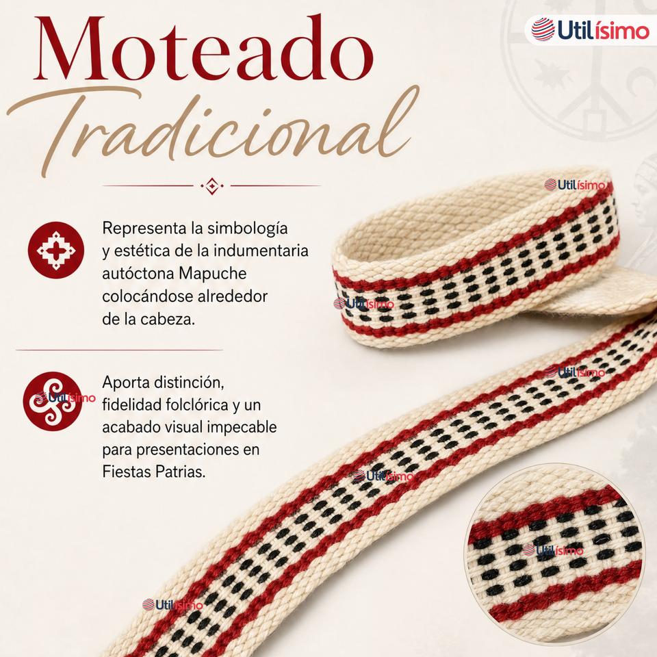 Trarilonco Cintillo Mapuche Rojo 87cm Fechas Patrias