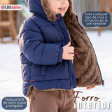 Parka Osito Con Capucha Manga Larga Azul Niño Infantil