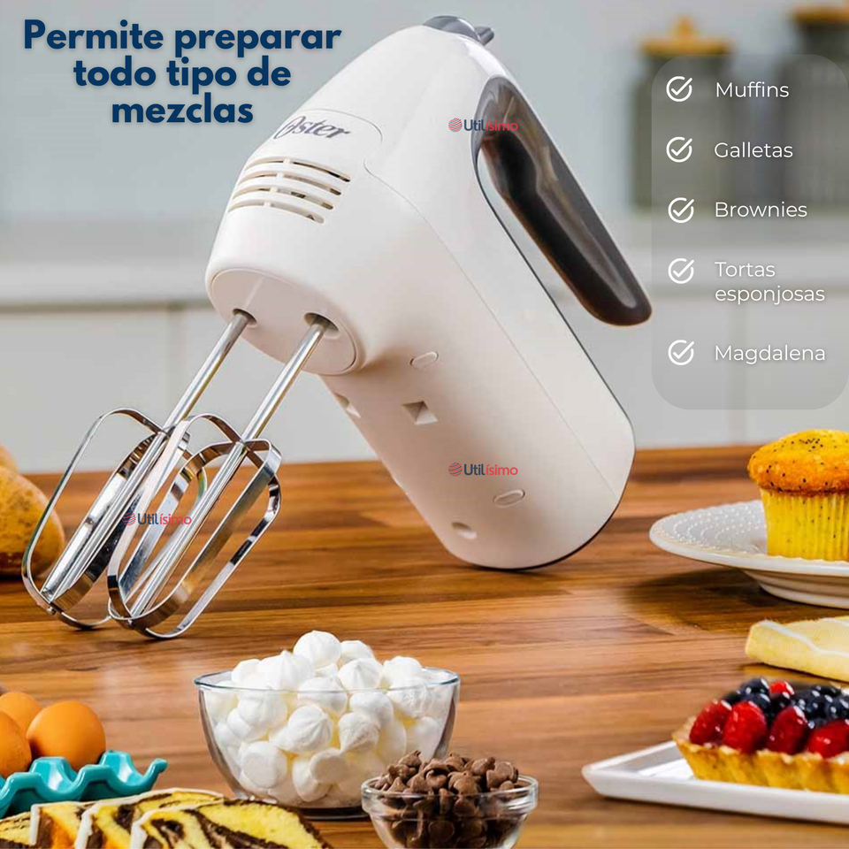 Batidora de mano Oster® blanca 6 velocidades y función turbo FPSTHM3532