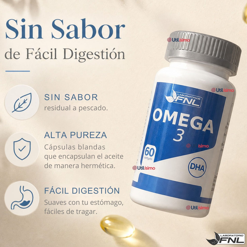 Omega 3 FNL 60 Capsulas Aceite De Pescado + Dha + Epa Sin Sabor