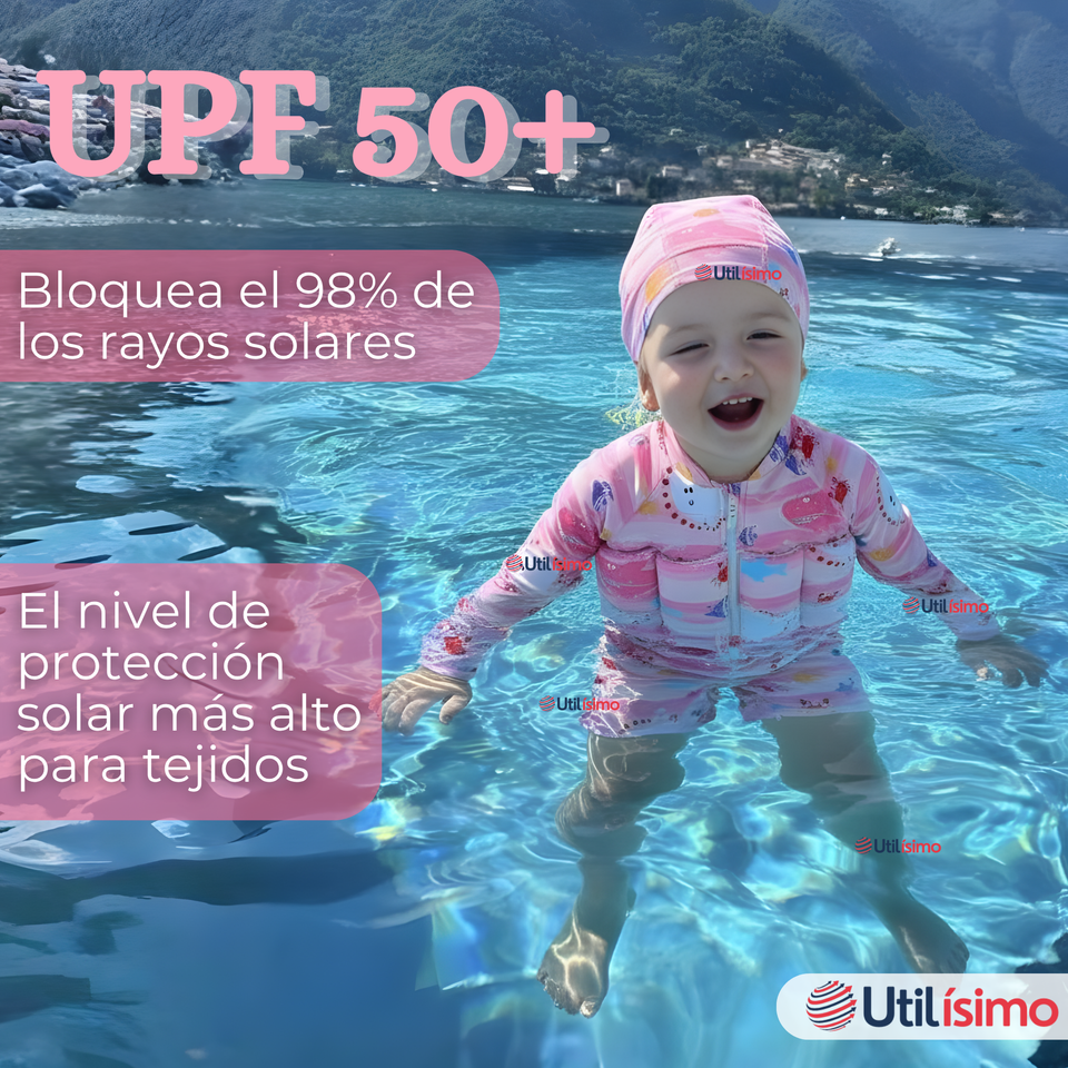 Traje de Baño Flotador Enterito Con Gorro 2 Piezas Niña 9 a 36 Meses Marine Fantasy
