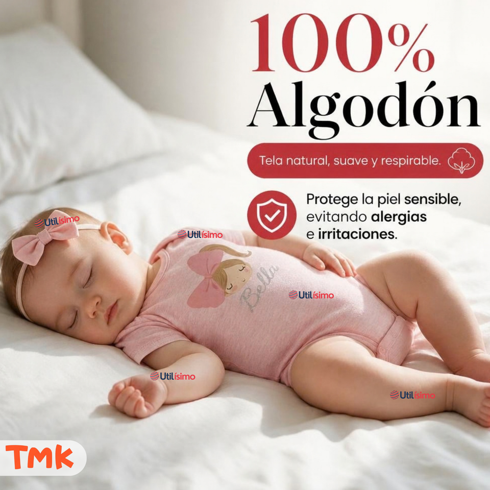 Pack 5 Bodys Manga Corta %100 Algodón Tedmimak Niña Lovely Bella