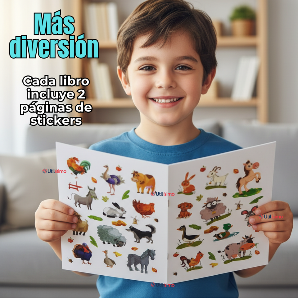 Pack 3 Libro Para Colorear Pintar  Educativo Con Stickers Diseños Surtidos
