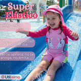 Traje de Baño Enterito Cremallera Manga Larga Con Gorro Niña 1 a 5 años Pink Unicorn