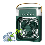 Climatizador Portátil Frío 4 en 1 Ventilador Humificador Enfriador Lampara LED 220v USB Verde