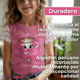 Polera Brainrots 100% Algodón Manga Corta Niña Tralalero Rosado Oscuro
