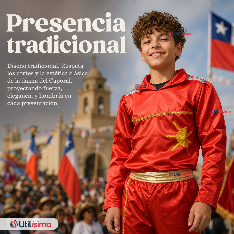 Traje Típico Caporal Rojo Danza Tradicional Fiestas Patrias