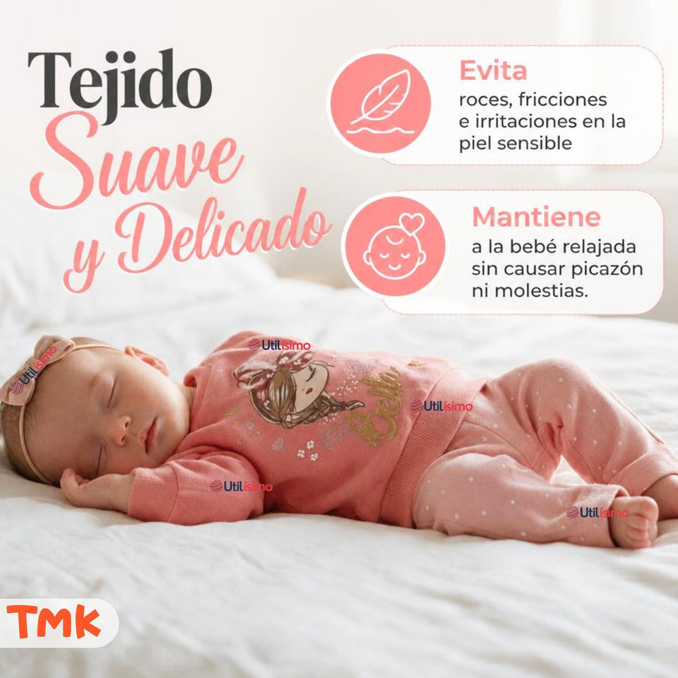 Conjunto 2 Piezas Polerón y Pantalón 100% Algodón Tedmimak Bebé Niña Beautiful pink