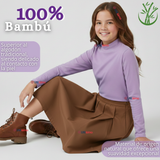 Pack 3 Poleras Camisetas Bambú Lilas Cuello Beatle Primera Capa  Manga Larga Niña