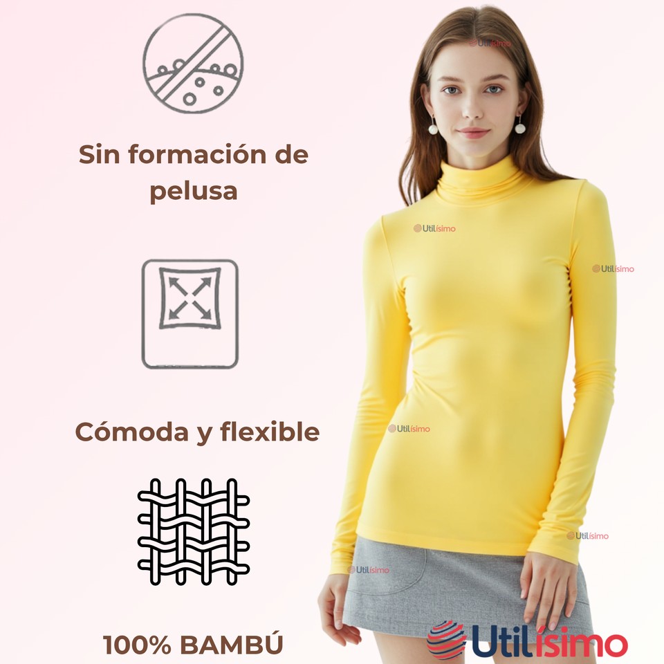 Pack 6 Camiseta Niña Primera Capa Bambú Invierno Cuello Beatle Polera