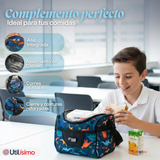 Mochila Bolso Escolar + Lonchera + Estuche 45Cm Niño Tela Oxford Dinosaur