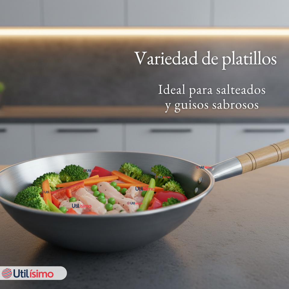 Sartén Wok Tradicional Chino De 37cm Acero Al Carbono